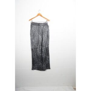 New Roni Wide Leg Pants Women Extra Large Gray Leopard Print Metallic Elastic
